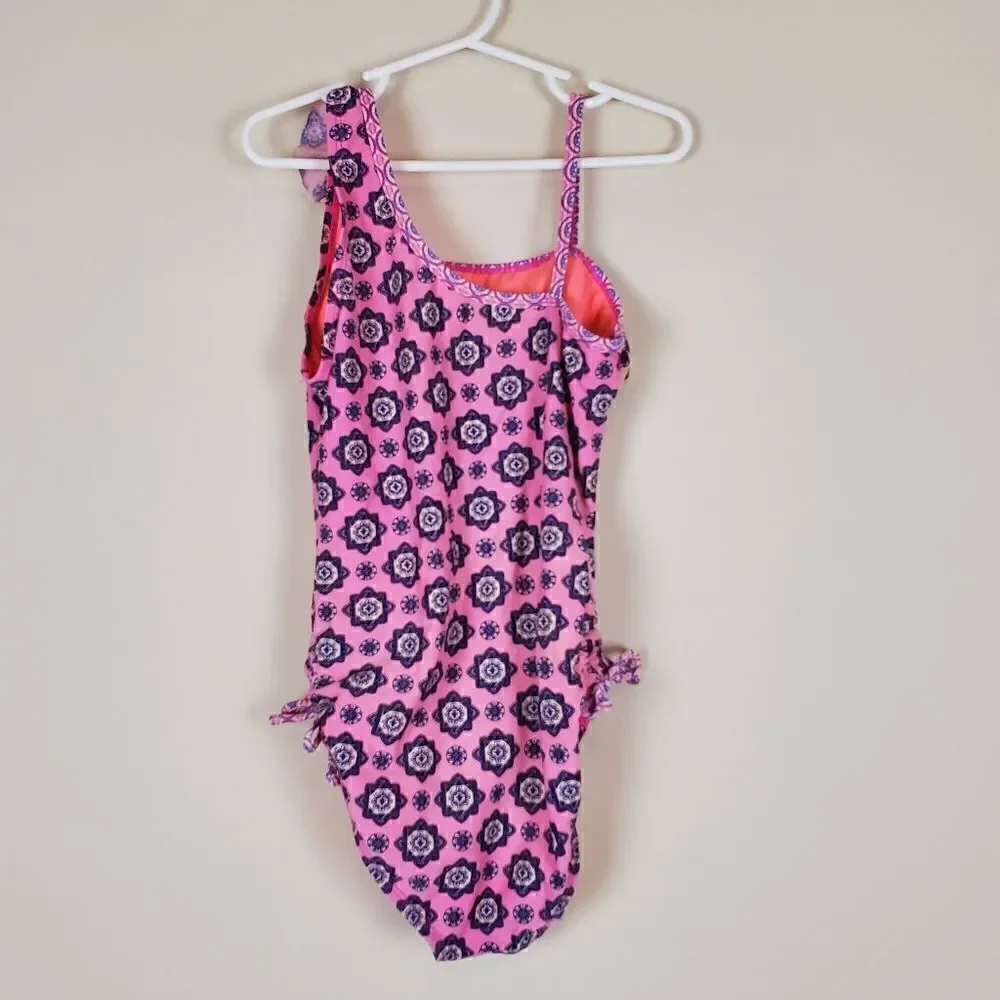 Breaking Waves Girls One Shoulder Swimsuit